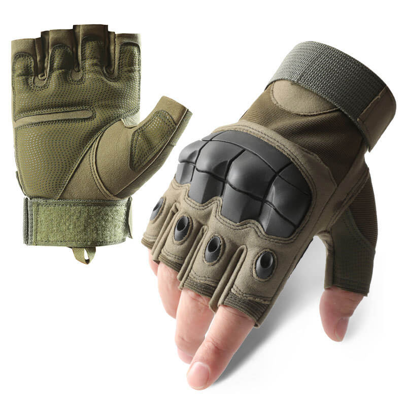 Guantes tácticos sin dedos con nudillos de goma