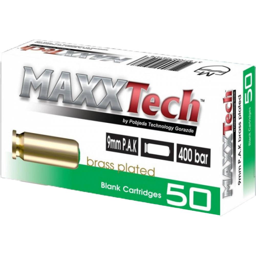 Fogueo (Bala de Salva) Maxxtech 9 mm. Caja 50 unidades.