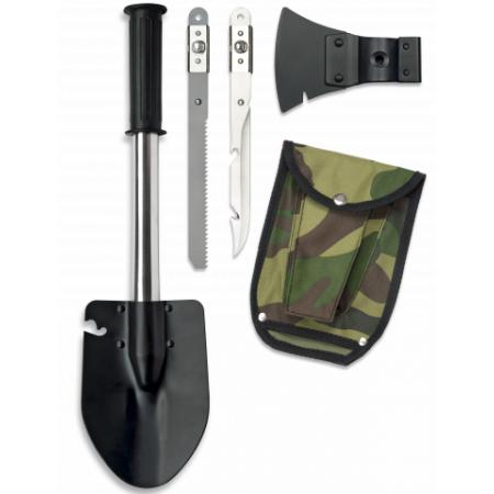 Pala plegable militar con hacha