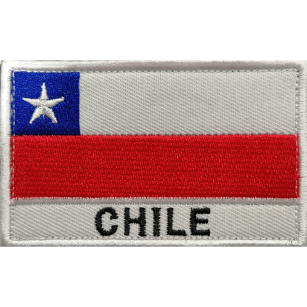 Parche bordado bandera chilena borde blanco