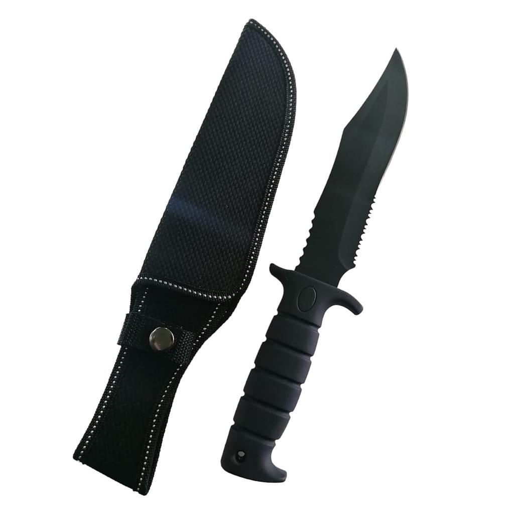 Cuchillo táctico color negro con funda