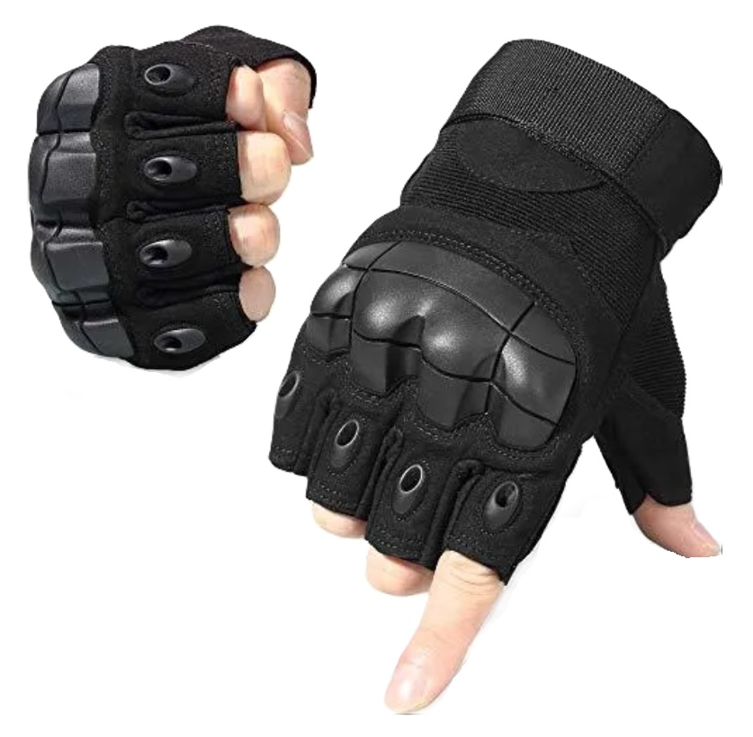 Guantes tácticos sin dedos con nudillos de goma