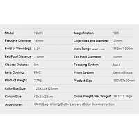 Binocular Compacto Comet 10X25 Field 6.2*